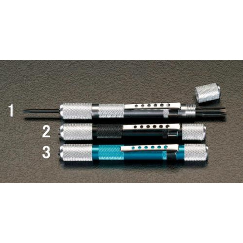 エスコ EA552B-1[＋-]ドライバー・精密用(ビット収納型/銀) 1個（ご注文単位1個）【直送品】