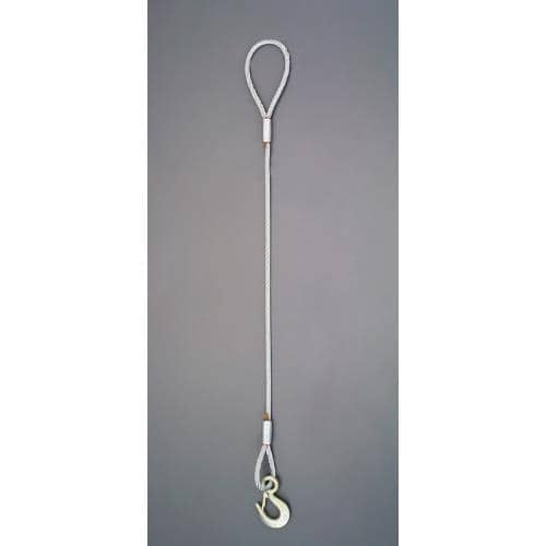 エスコ EA981WR-12.5 0.5ton x 2.5m フック付ワイヤー(片側アイ/ラッチ付) 1本 （ご注文単位1本）【直送品】