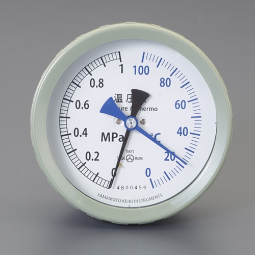 エスコ EA729PA-22 0- 100℃/0-1.0MPa/φ 100mm 温圧計(横型) 1個 （ご注文単位1個）【直送品】