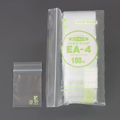 エスコ EA944CJ-50 70x 50mm ポリ袋(環境対応型) チャック付100枚 1束 （ご注文単位1束）【直送品】