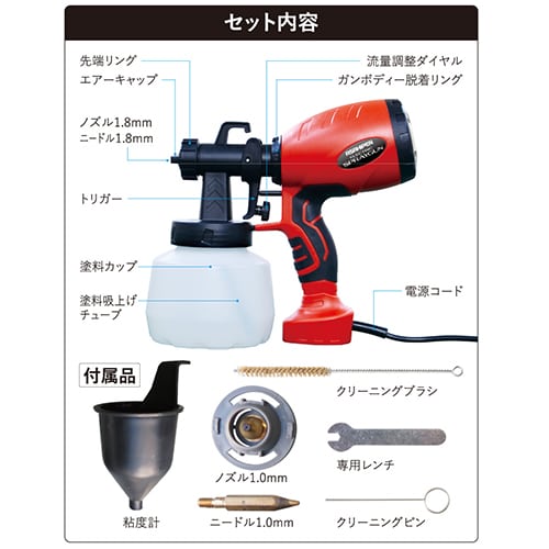 エスコ EA115M-1 AC100V/550W ブロア式スプレーガン(低飛散タイプ) 1台 （ご注文単位1台）【直送品】