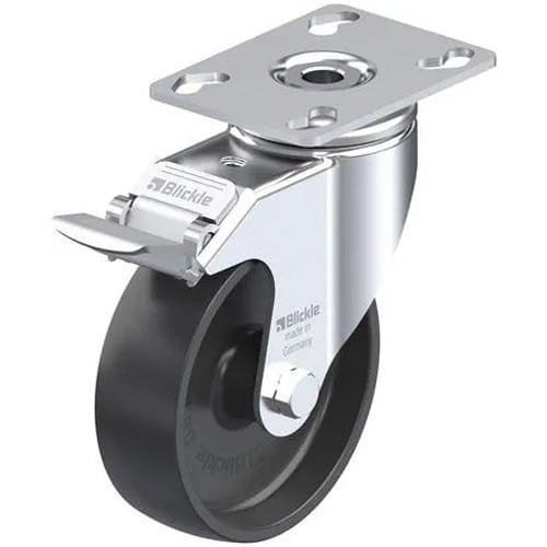 エスコ EA986HW-3A 100mm キャスター(自在金具・後輪ブレーキ) 1個 （ご注文単位1個）【直送品】