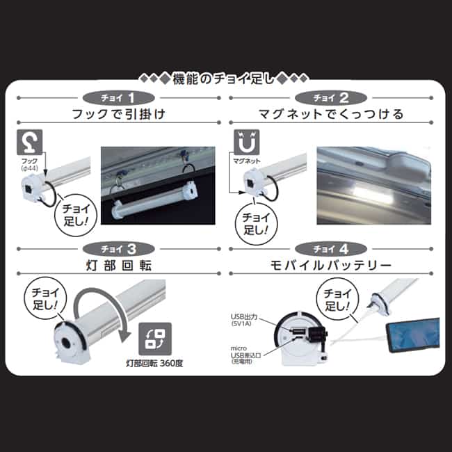 エスコ EA815LD-320A 10W [充電式]LED作業灯(防雨型/マグネット付) 1本 （ご注文単位1本）【直送品】