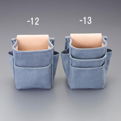 エスコ EA925CB-13 185x130x220mm 腰袋(3段/黒染/ヌバック革) 1個 （ご注文単位1個）【直送品】