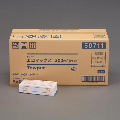 エスコ EA929AZ-1B 170x220mm ハンドタオル(200枚/42パック) 1箱 （ご注文単位1箱）【直送品】