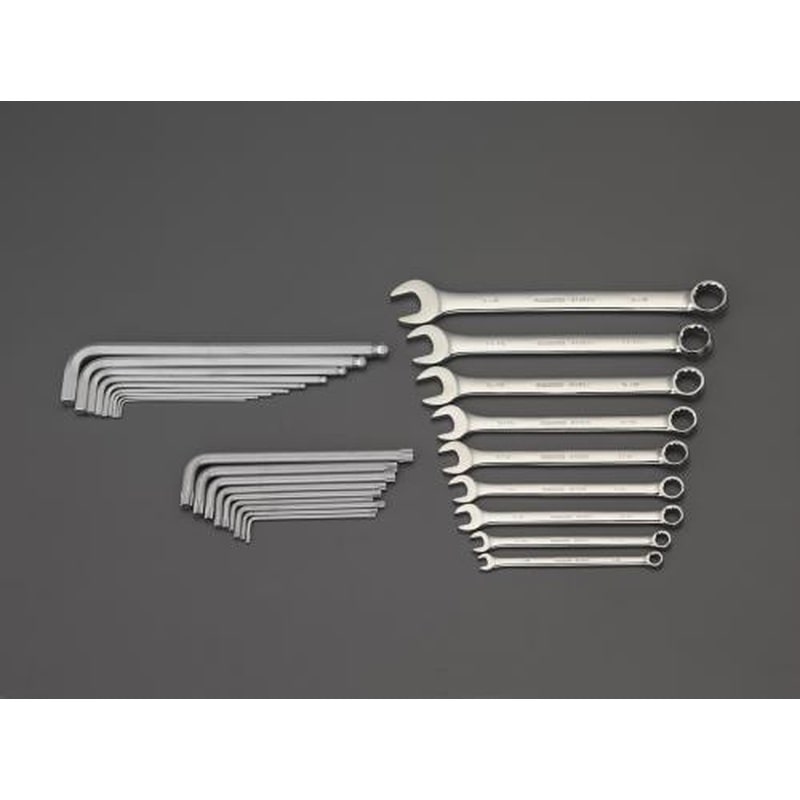 エスコ EA687YA-16 27個組片目片口スパナ&六角棒レンチセット(トレー) 1個(ご注文単位1個)【直送品】