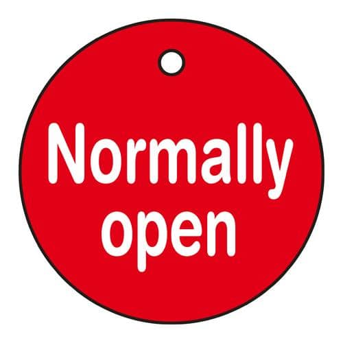 エスコ EA983H-3C φ50mm丸型バルブ開閉札(Normally open・赤) 1枚 （ご注文単位1枚）【直送品】