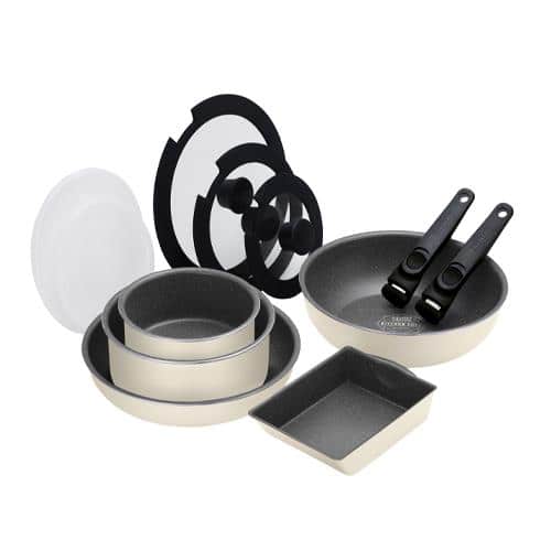 エスコ EA913VR-14B [12点組] 鍋・フライパンセット(IH対応) 1セット （ご注文単位1セット）【直送品】