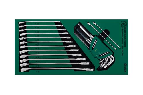 エスコ EA687YA-14A 片目片口スパナ&六角棒レンチセット(トレー入) 1セット （ご注文単位1セット）【直送品】