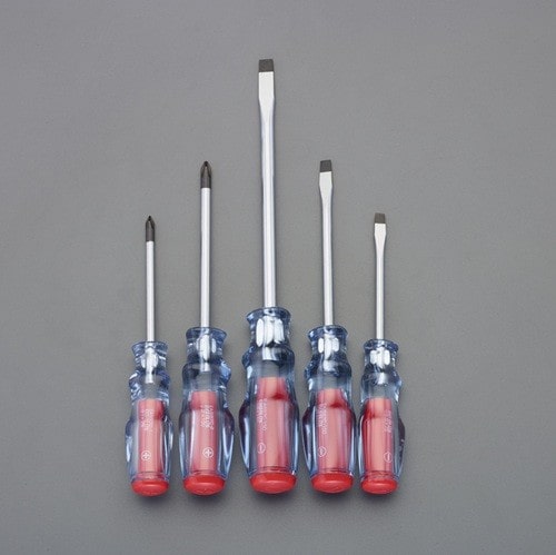 エスコ EA557C-600A 5本組 [+ -] クリスタルドライバー 1セット （ご注文単位1セット）【直送品】