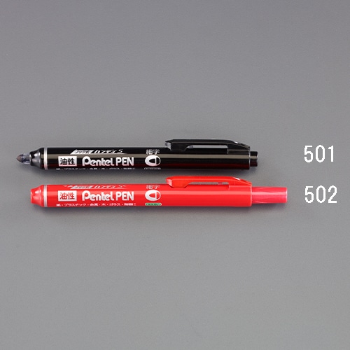 エスコ EA765MJ-502 [赤/細字] 油性マーカー(ノック式/5本) 1本 （ご注文単位1本）【直送品】