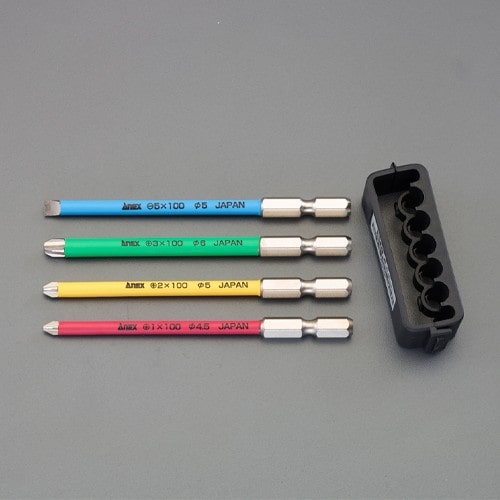 エスコ EA813A-140 4本組 [+-]細軸ドライバービット(ショート防止) 1セット （ご注文単位1セット）【直送品】