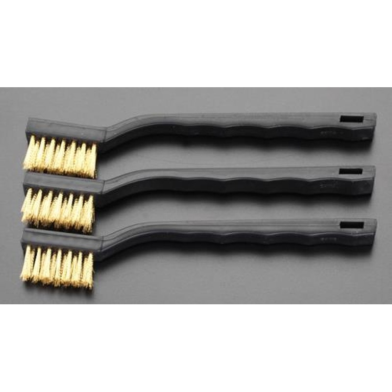 エスコ EA109E-1 8x180mm柄付ブラシ(真鍮製/3本) 1個(ご注文単位1個)【直送品】