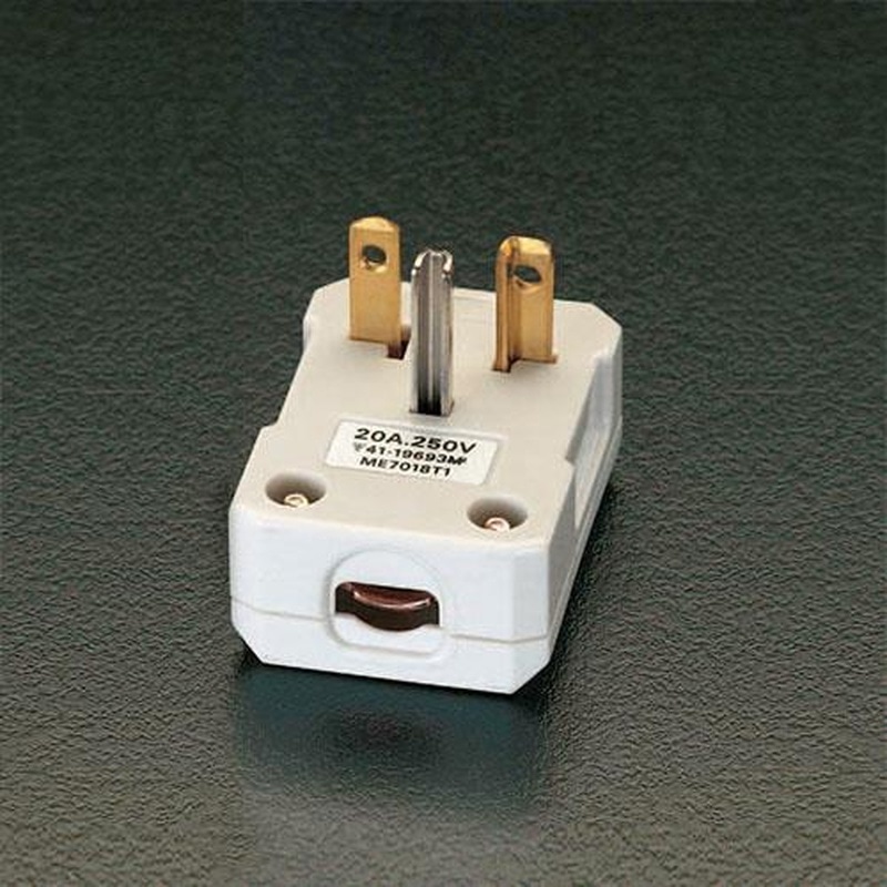 エスコ EA940B-6 AC250V/20AL型プラグ(平型ケーブル用) 1個（ご注文単位1個）【直送品】