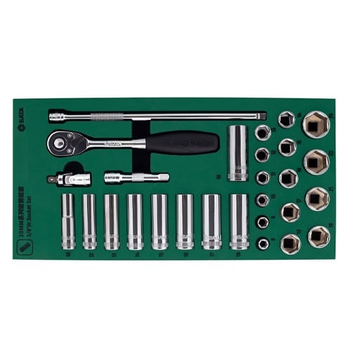 エスコ EA687YA-3A 3/8DR ソケットレンチセット(トレー入り) 1セット （ご注文単位1セット）【直送品】