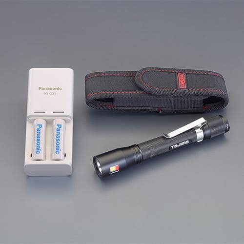 エスコ EA758TA-812 フラッシュライト/LED(充電池セット/黒) 1セット （ご注文単位1セット）【直送品】