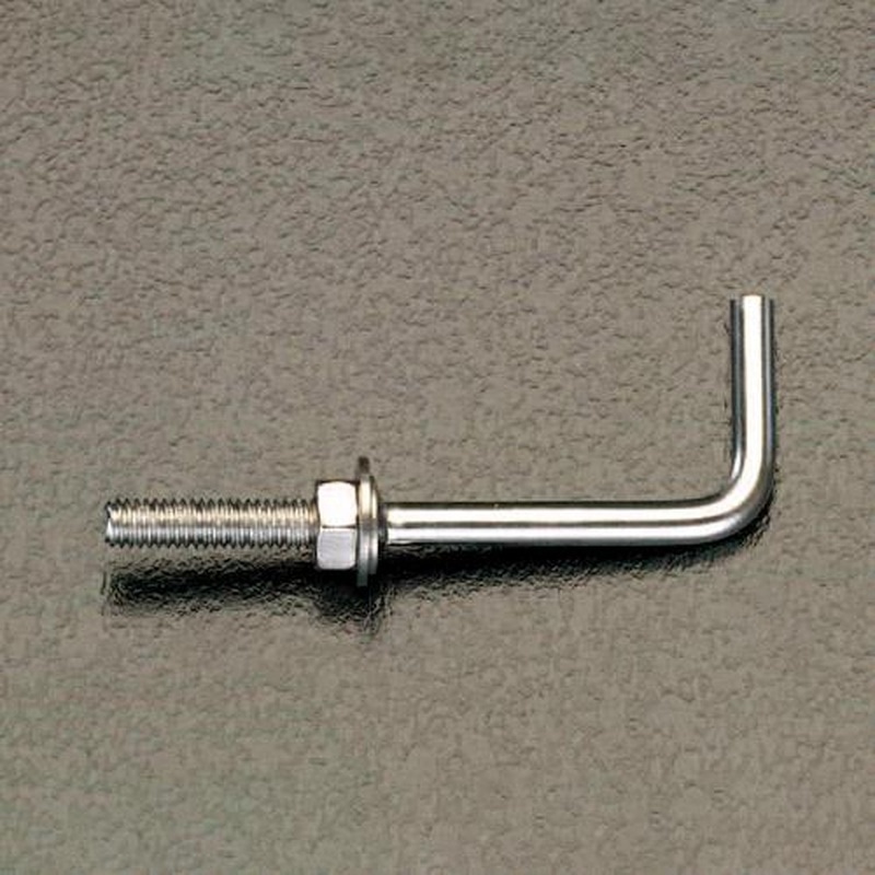 エスコ EA951DS-41 φ3.45x32mmナットねじ付L型フック(テンレス/2本) 1個(ご注文単位1個)【直送品】