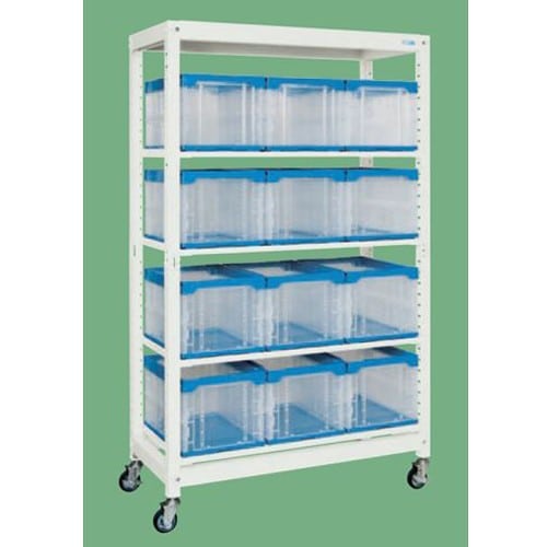 エスコ EA976FD-21 1250x570x2073mm コンテナラック(50L/移動式) 1台 （ご注文単位1台）【直送品】