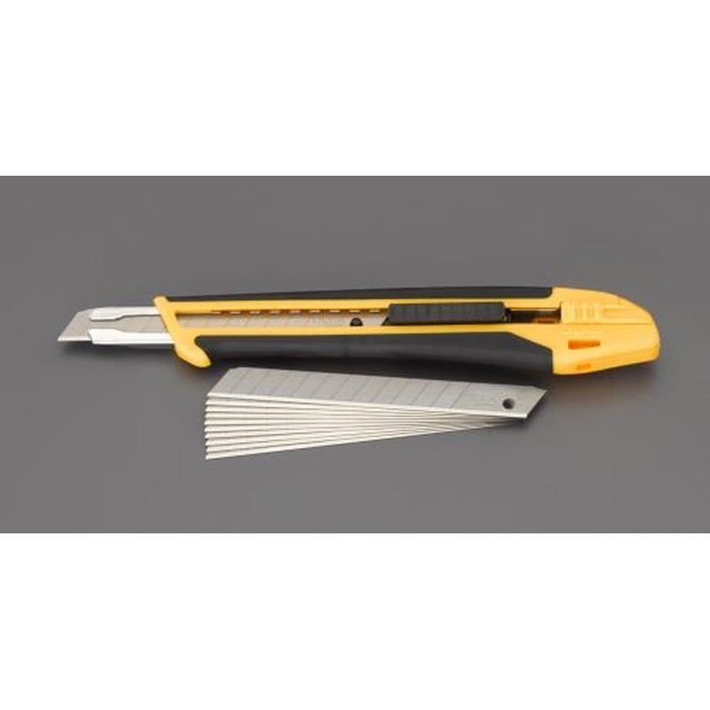 エスコ EA589BE-10 145mmカッターナイフ(ソフトグリップ/替刃10枚付セット) 1個(ご注文単位1個)【直送品】