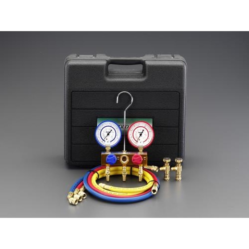 エスコ EA101LR-1[R404A・R407C]ボールバルブ式ゲージマニホールド 1個（ご注文単位1個）【直送品】