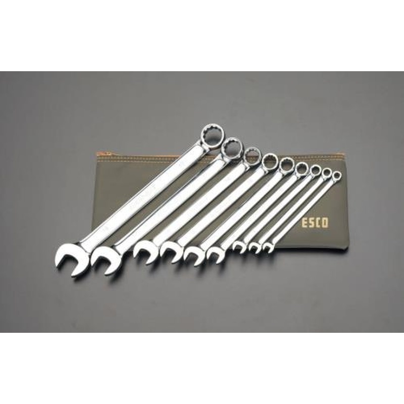 エスコ EA614C-1 9本組/6-19mm片目片口スパナ(光沢仕上) 1個（ご注文単位1個）【直送品】