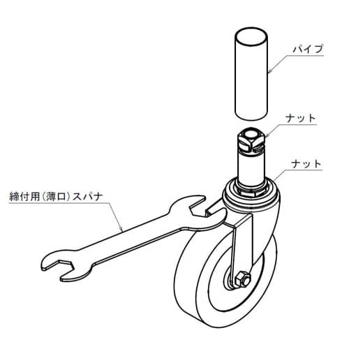 エスコ EA976AW-406S パイプラック用 50mm差込キャスター(自在ブレーキ/4個) 1セット (ご注文単位1セット)【直送品】