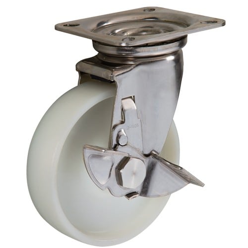 エスコ EA986PN-413 130mm キャスター(ナイロン車/自在/ストッパー付/ステンレス) 1個 （ご注文単位1個）【直送品】