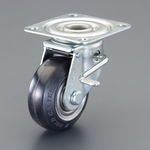 エスコ EA986PN-321 75mm キャスター(自在金具/Wストッパー/高導電) 1個 （ご注文単位1個）【直送品】