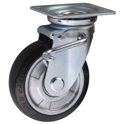 エスコ EA986PN-322 100mm キャスター(自在金具/Wストッパー/高導電) 1個 （ご注文単位1個）【直送品】