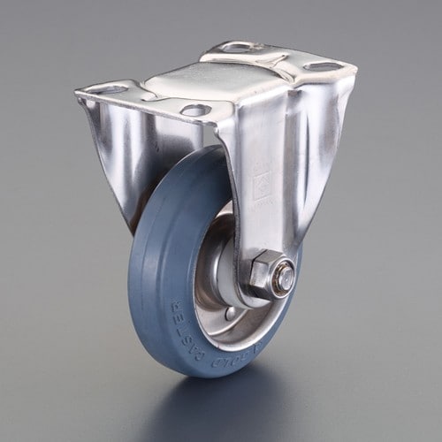 エスコ EA986PN-333 100mm キャスター(ゴム車/固定/ステンレス製) 1個 （ご注文単位1個）【直送品】