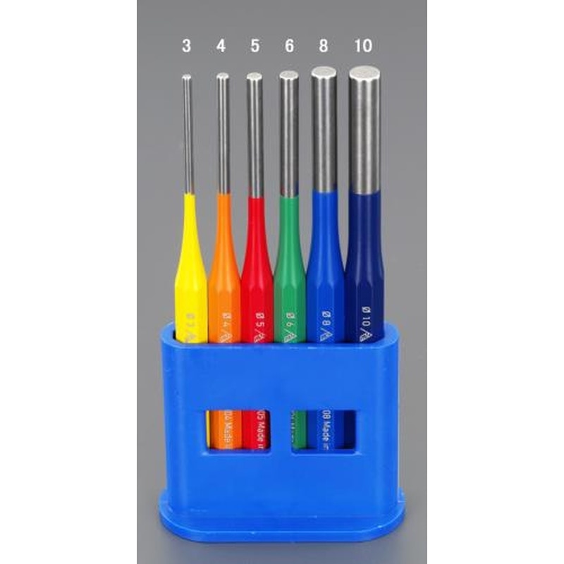 エスコ EA572DR 3.0-10mm/6本組平行ピンポンチ(マルチカラー) 1個(ご注文単位1個)【直送品】