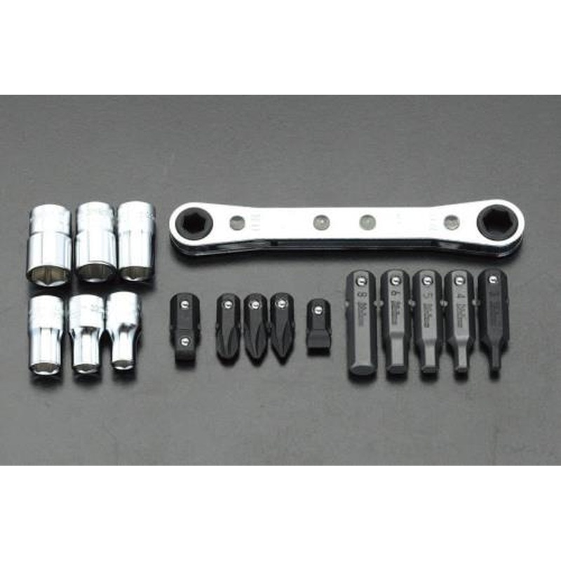 エスコ EA550KF 1/4”DRビット・ソケットセット(ラチェット付) 1個（ご注文単位1個）【直送品】