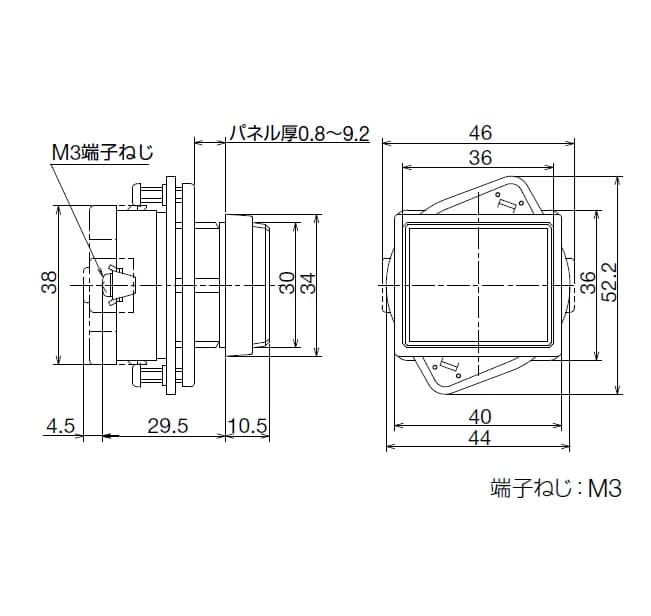 エスコ EA940DB-23B AC100V LED表示灯(角形・赤) 1個 （ご注文単位1個）【直送品】