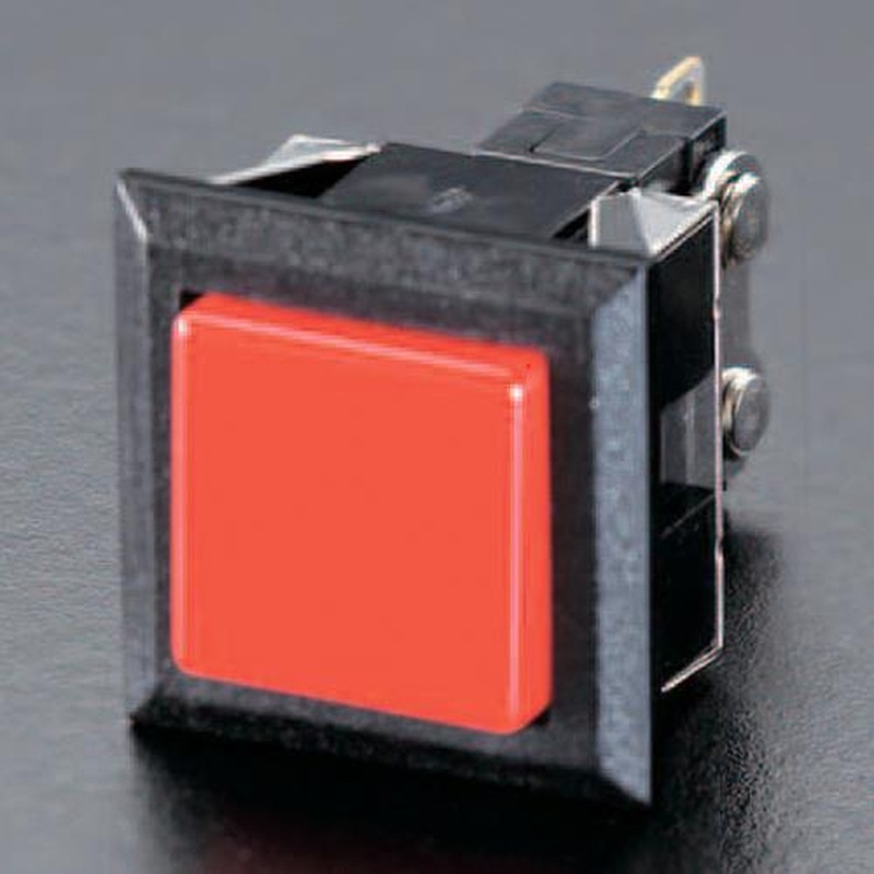 エスコ EA940DJ-5 125V/3Aプッシュスイッチ(赤) 1個（ご注文単位1個）【直送品】