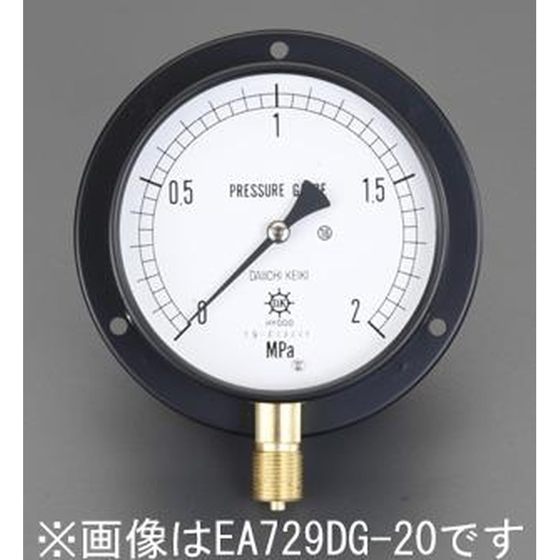 エスコ EA729DH-30 G3/8”/100mm/0-3.0MPaつば付圧力計 1個（ご注文単位1個）【直送品】