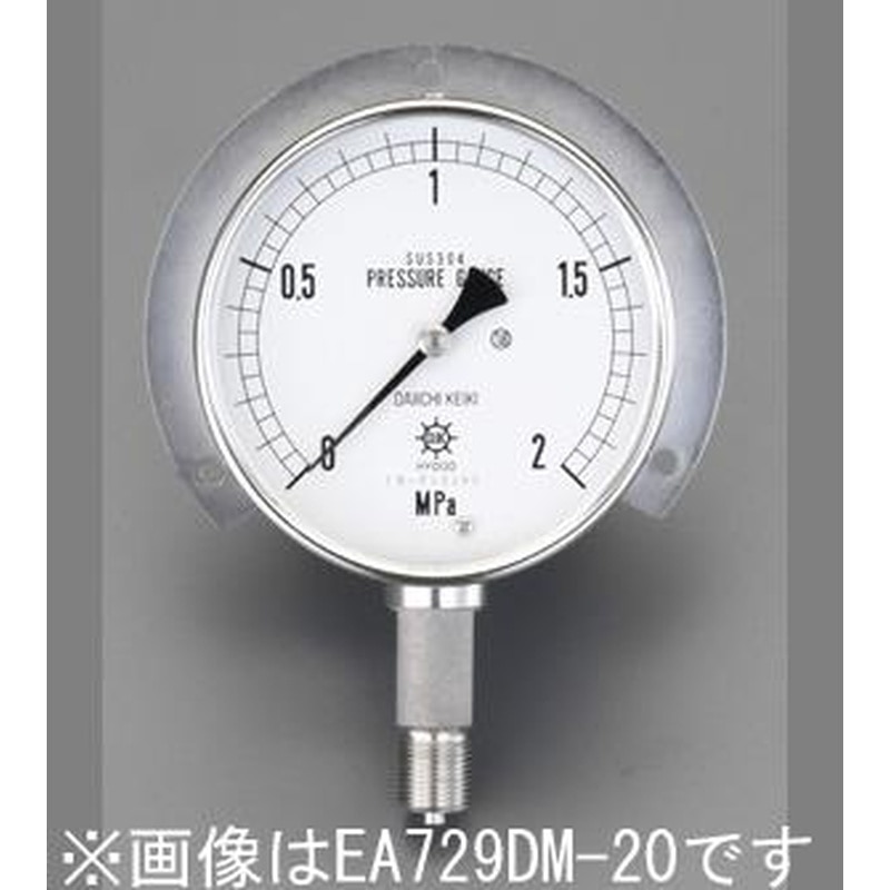 エスコ EA729DN-16 G3/8”/100mm/0-1.6MPaつば付圧力計(ステンレス) 1個（ご注文単位1個）【直送品】