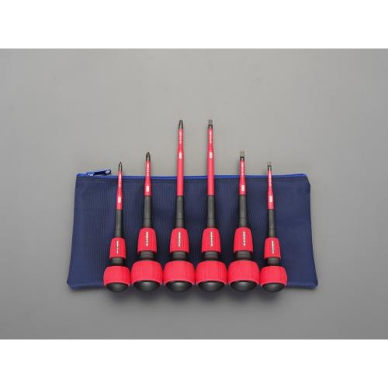 エスコ EA557BM 6本組［＋-]ドライバー(絶縁・細軸) 1個（ご注文単位1個）【直送品】