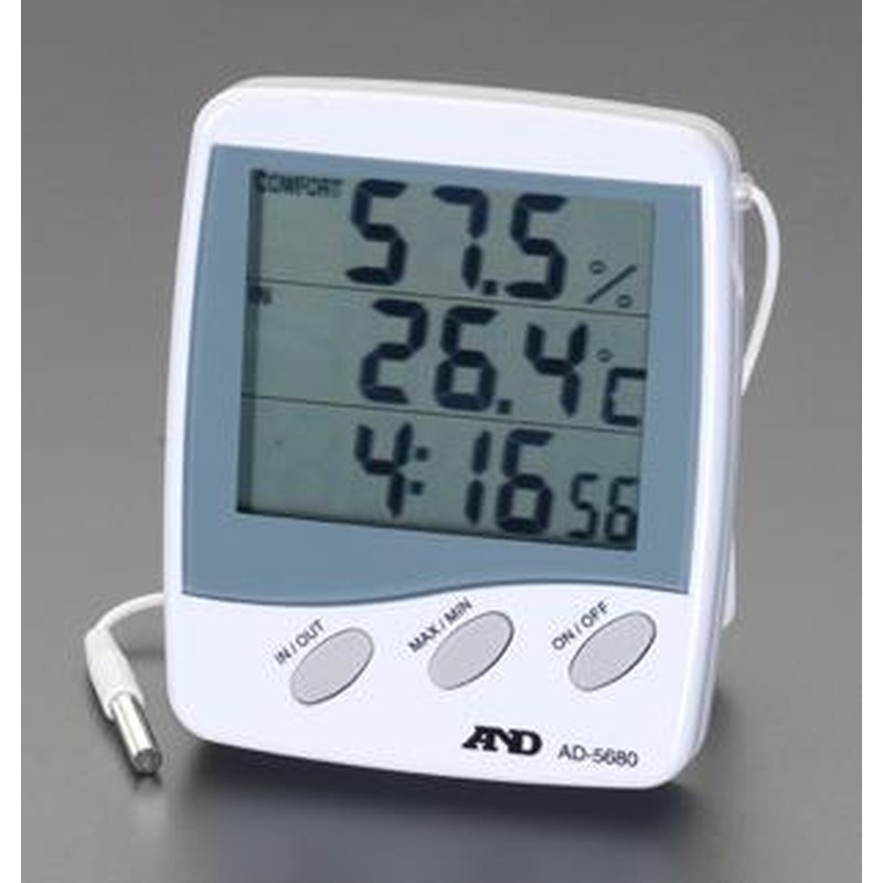 エスコ EA742EG-7[時計付]温度・湿度計 1個（ご注文単位1個）【直送品】