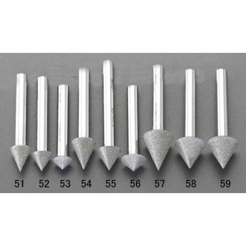 エスコ EA819DL-55 φ12mm/60゜ダイヤモンドバー(傘型/6mm軸) 1個（ご注文単位1個）【直送品】