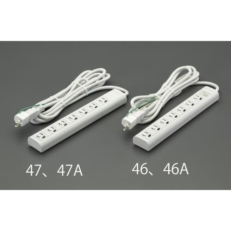 エスコ EA815GL-47A AC125V/15Ax5mタップ(7口・マグネット付・抜け止) 1個（ご注文単位1個）【直送品】