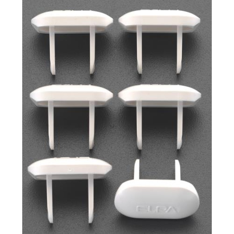 エスコ EA815HZ-5 安全キャップ/2Pコンセント用(白/6個) 1個（ご注文単位1個）【直送品】