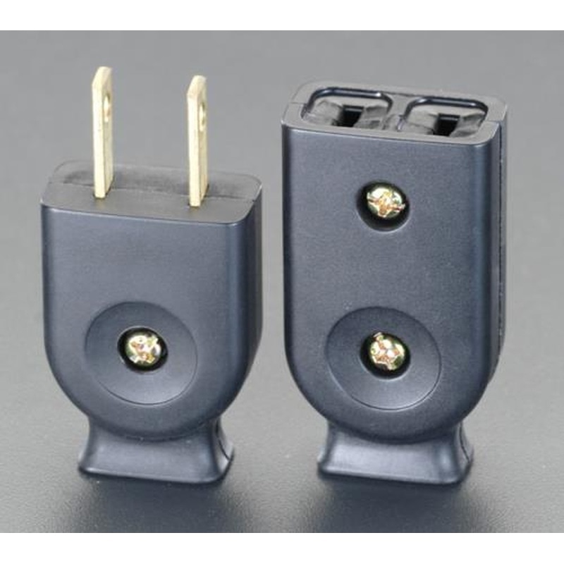 エスコ EA940C-12B AC125V/15A平型コネクターセット(黒) 1個（ご注文単位1個）【直送品】