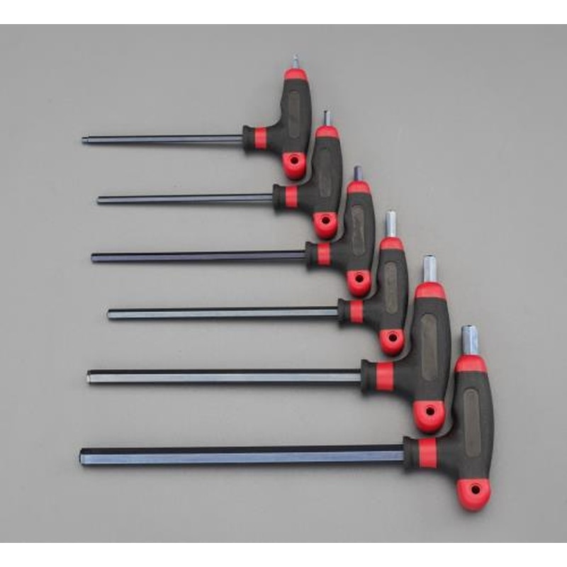 エスコ EA573VZ 6本組［Hexagon]T型レンチ(レスキュー) 1個（ご注文単位1個）【直送品】