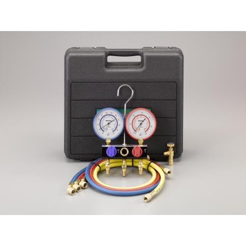 エスコ EA101BB-2[R12・R22]ボールバルブ式ゲージマニホールドキット 1個（ご注文単位1個）【直送品】