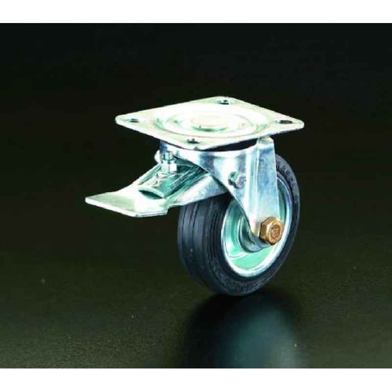 エスコ EA986GC-200 200mmキャスター(自在金具・前輪ブレーキ付) 1個（ご注文単位1個）【直送品】