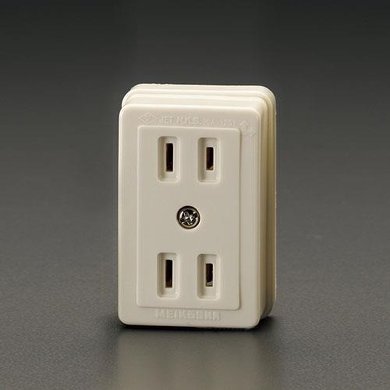 エスコ EA940CH-2 AC125V/15A角形コンセント(二口/2P) 1個(ご注文単位1個)【直送品】