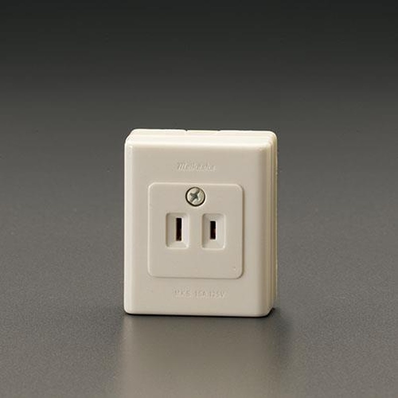 エスコ EA940CH-11 AC125V/15A薄角形コンセント(一口/2P) 1個(ご注文単位1個)【直送品】