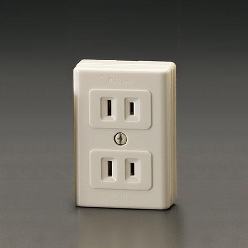 エスコ EA940CH-12 AC125V/15A薄角形コンセント(二口/2P) 1個(ご注文単位1個)【直送品】