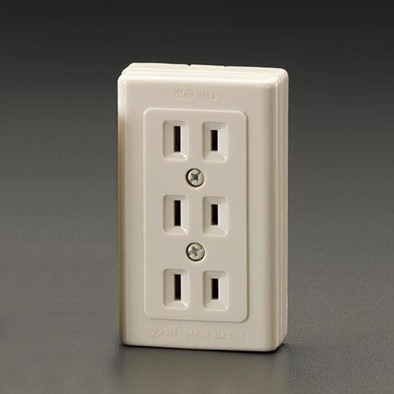 エスコ EA940CH-13 AC125V/15A薄角形コンセント(三口/2P) 1個(ご注文単位1個)【直送品】