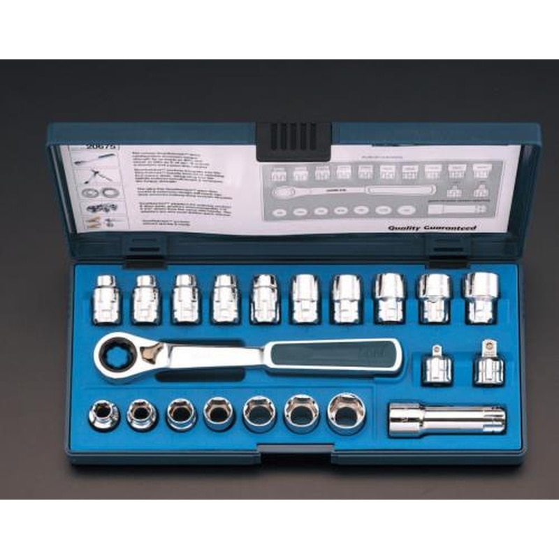 エスコ EA617CC-55 1/4”DR・3/8”DRソケットレンチセット 1個（ご注文単位1個）【直送品】